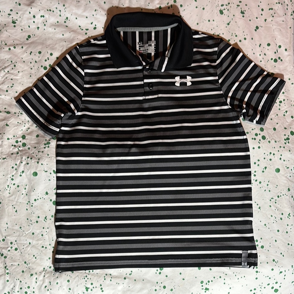 Under Armour Boy’s Black Striped Polo Shirt
